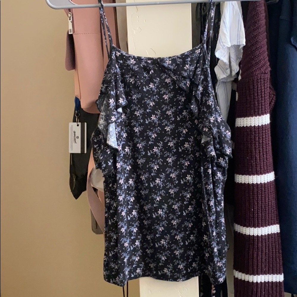 American Eagle Navy Floral Tank Top